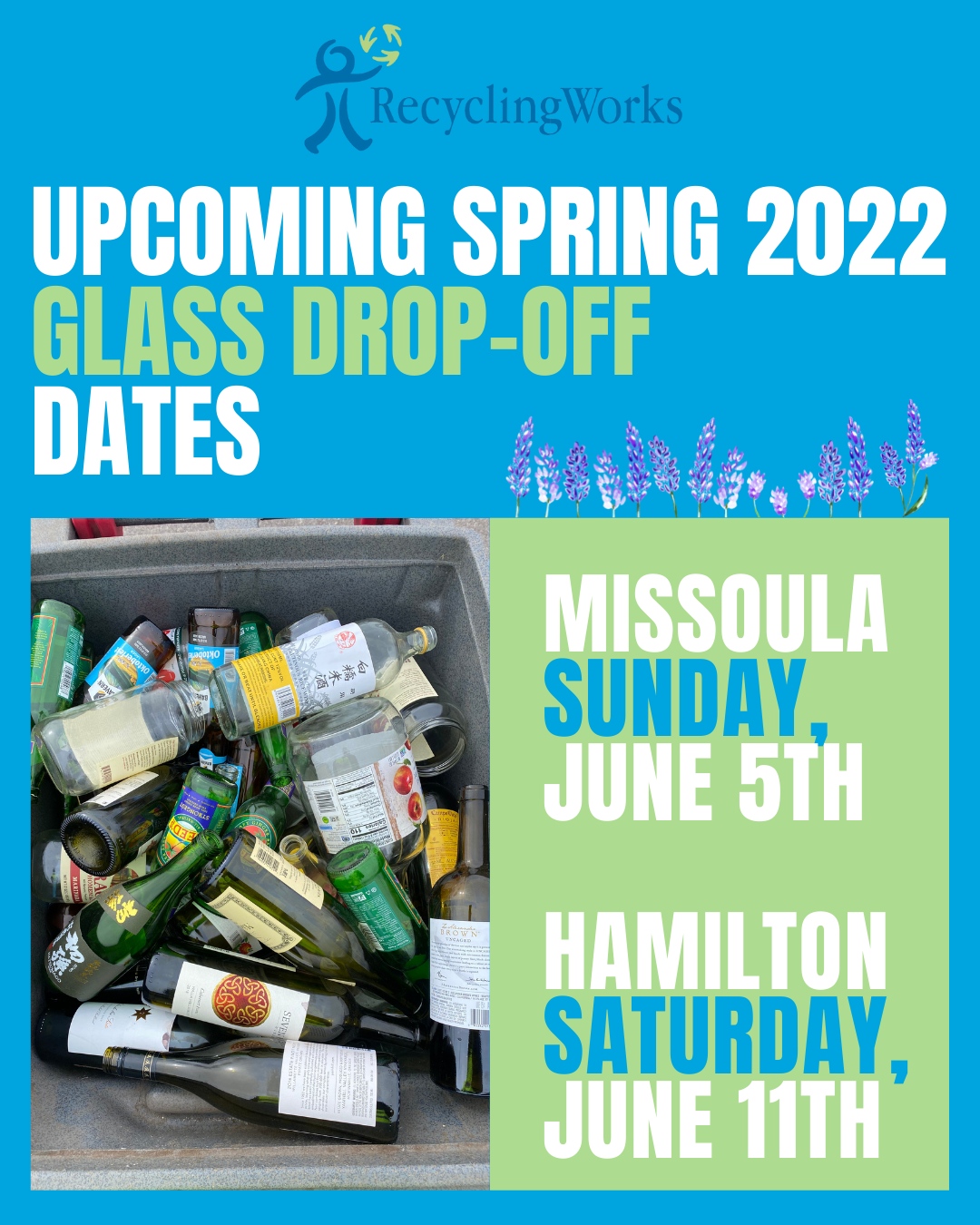Read more about the article Upcoming Glass Recycling Drop-off Dates – Spring 2022