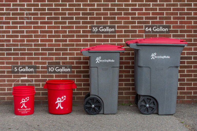 bin sizes for glass recycling