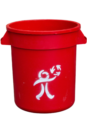red 10 gallon glass recycling bucket missoula